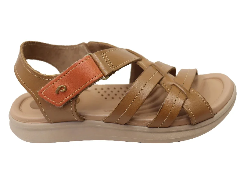 Casual sandals for women with lightweight construction and adjustable ankle straps-Pegada Gayle Womens Comfortable Leather Sandals Made In Brazil