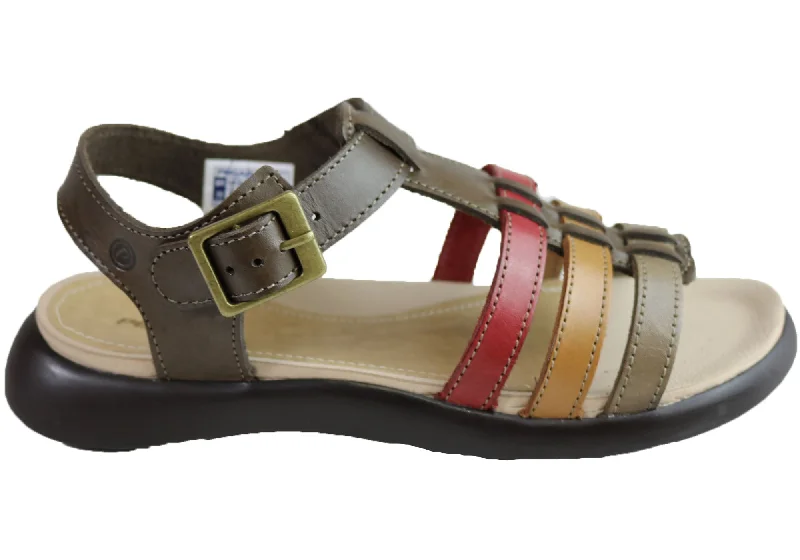 Stylish sandals for women with thong style and colorful detailing for fun-Pegada Kim Womens Comfort Cushioned Leather Sandals Made In Brazil