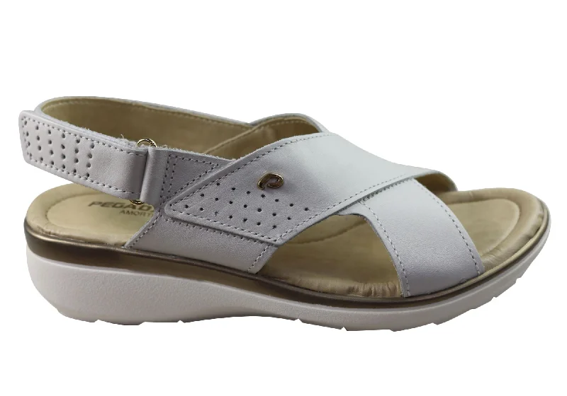 Comfortable sandals for women with arch support and memory foam insoles-Pegada Paros Womens Comfortable Leather Sandals Made In Brazil