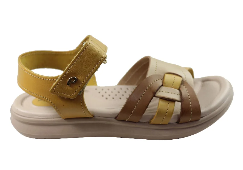 Comfortable sandals for women with contoured footbed and easy-to-adjust straps-Pegada Vive Womens Comfortable Leather Sandals Made In Brazil