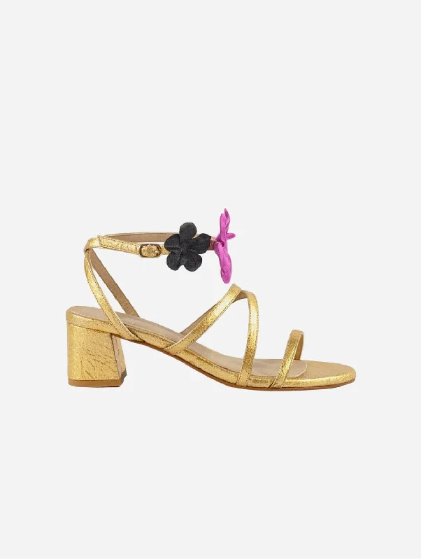 Elegant sandals for women with gold accents and high heels for luxury events-Sofía Pinatex® Vegan Leather Heeled Sandals | Gold