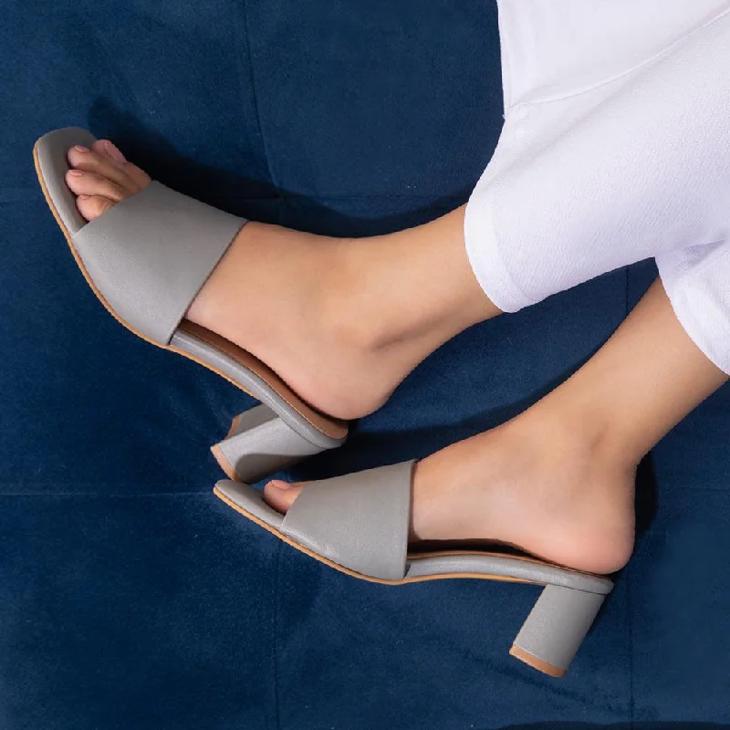 Elegant sandals for evening events with satin finish and embellished details-The Barie Grey Women's Casual Block Heel Sandals Tresmode