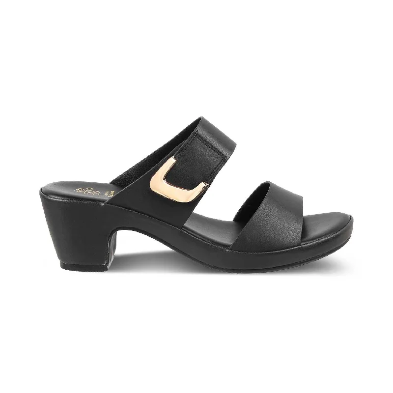 High-heeled sandals for women with platform design and stylish open-toe feature-The Bonavista Black Women's Casual Block Heel Sandals Tresmode