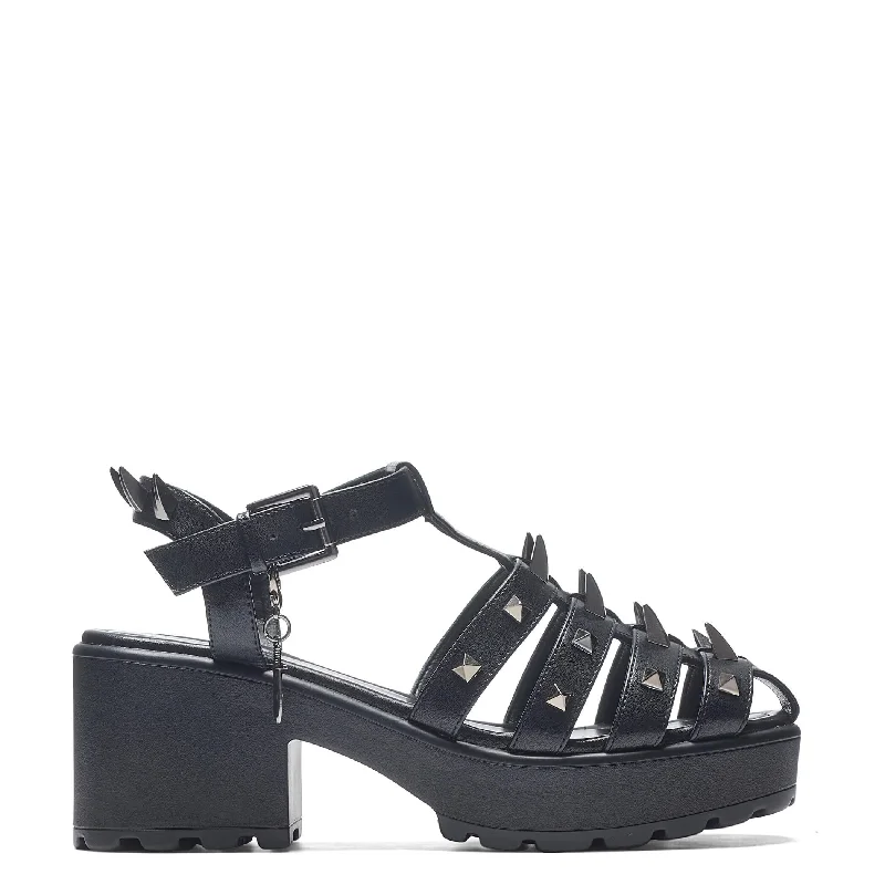 Casual sandals for women with lightweight construction and adjustable ankle straps-The Swordslayer Chunky Sandals - Black