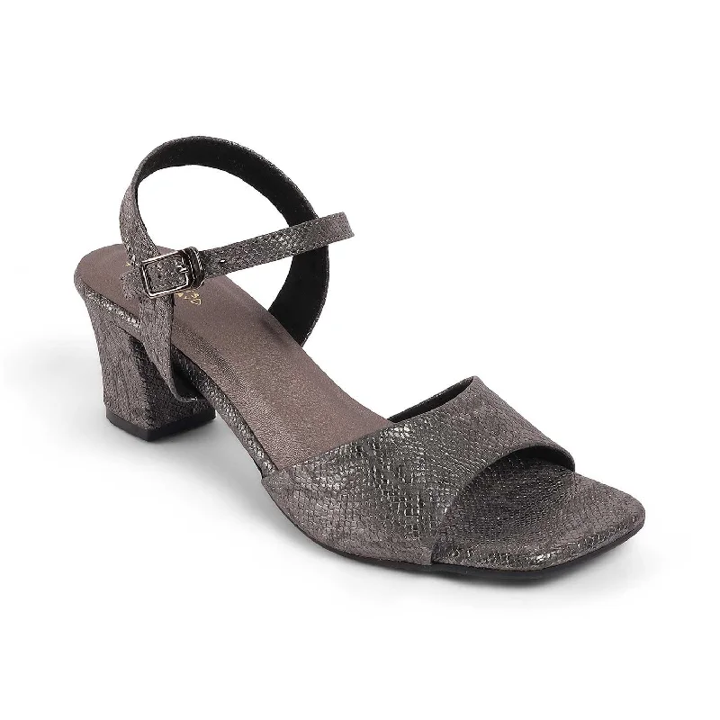 Trendy sandals for men with sporty design and comfortable rubber soles-Tresmode Sanrep Pewter Women's Dress Block Heel Sandals