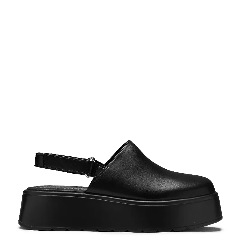 Casual sandals for men with open-toe design and soft leather upper-Treva Flatform Slingback Sandals - Black