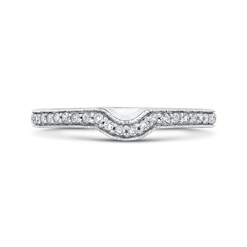 Beautiful necklaces and pendants with tree branch motifs for a nature-inspired design-14K White Gold Round Diamond Wedding Band