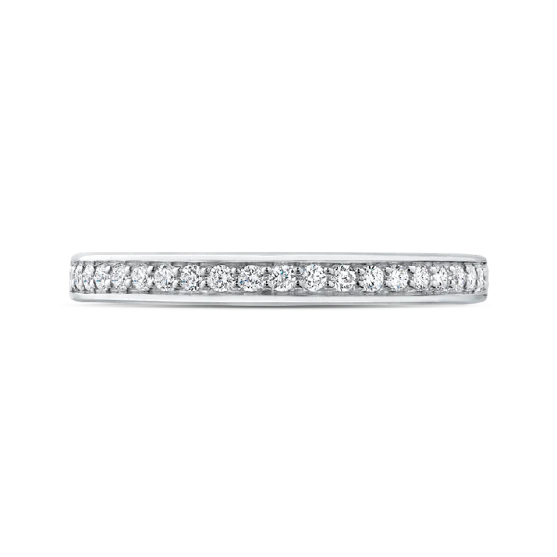 Necklaces and pendants with custom engravings for a personal, meaningful gift-14K White Gold Round Diamond Wedding Band