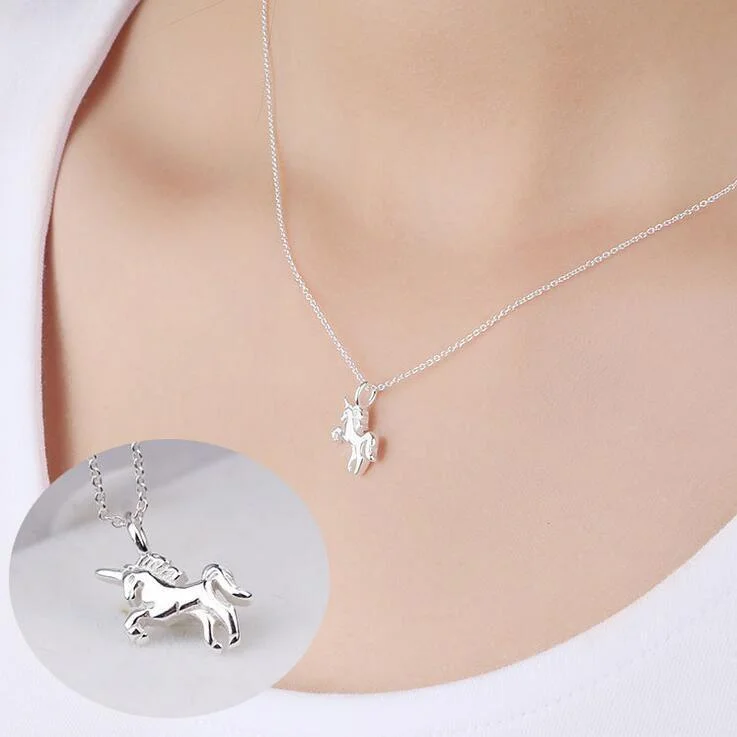 Best necklaces and pendants for weddings with matching designs for bride and groom-925 Sterling Silver Unicorn Necklace