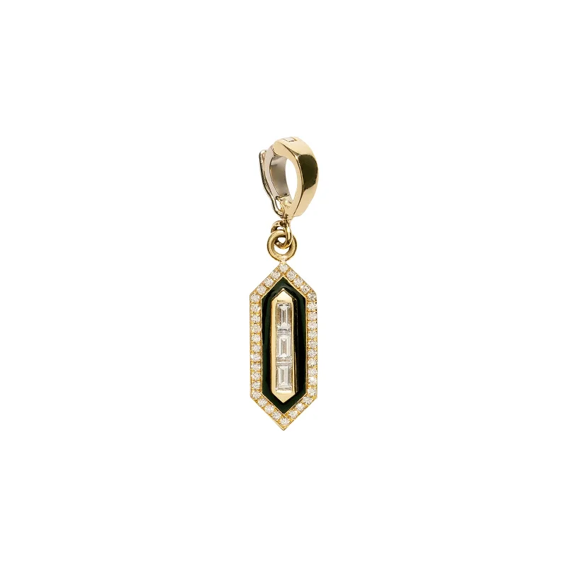 Beautiful necklaces and pendants with gemstone teardrops for an elegant effect-Triple Black Enamel Charm - Diamond