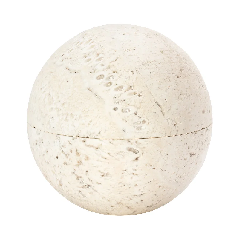 Best necklaces and pendants with matching earrings for a coordinated, elegant look-Travertine Marble Sphere Box - Large