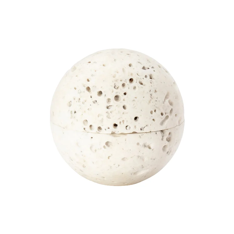 Elegant necklaces and pendants with onyx stones for a sleek, polished look-Travertine Marble Sphere Box - Small