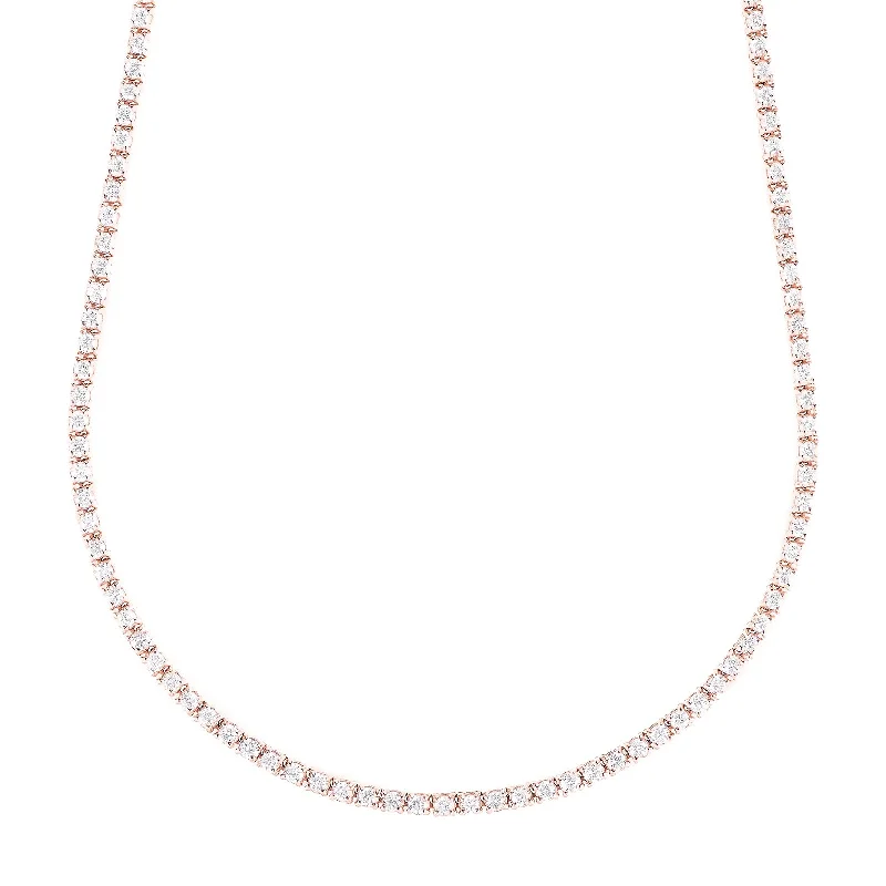 Trendy necklaces and pendants with statement pieces for a bold fashion statement-Tennis Necklace - Rose Gold