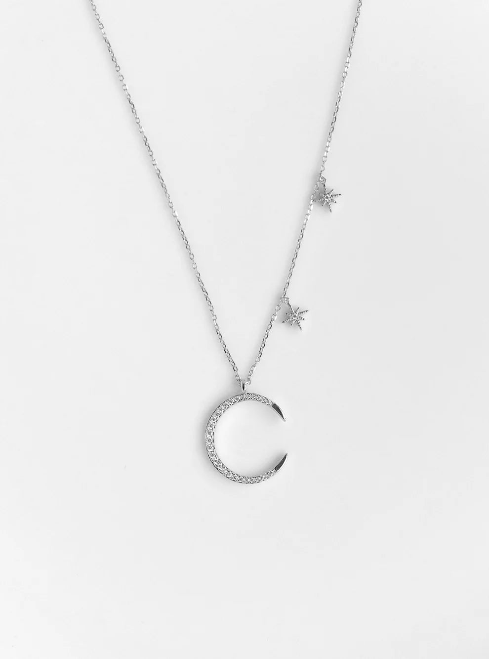 Necklaces and pendants with lotus flower designs for a spiritual, peaceful vibe-Crescent Moon Necklace - Silver