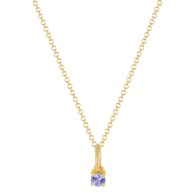 Trendy necklaces and pendants with statement pieces for a bold fashion statement-Tanzanite Birthstone Necklace - Yellow Gold