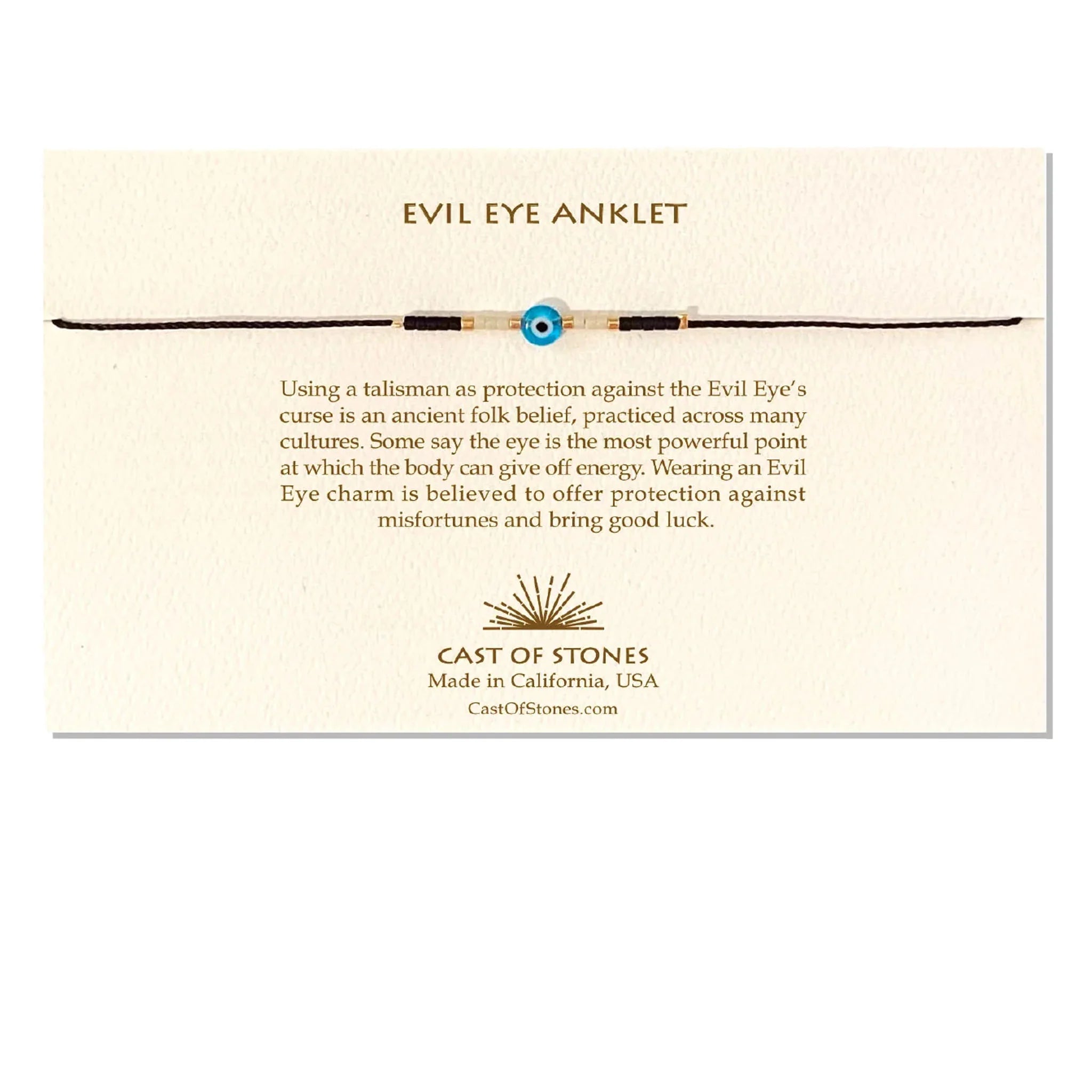 Stunning necklaces and pendants with amethyst gemstones for a calming effect-Evil Eye Anklet - Turquoise/White