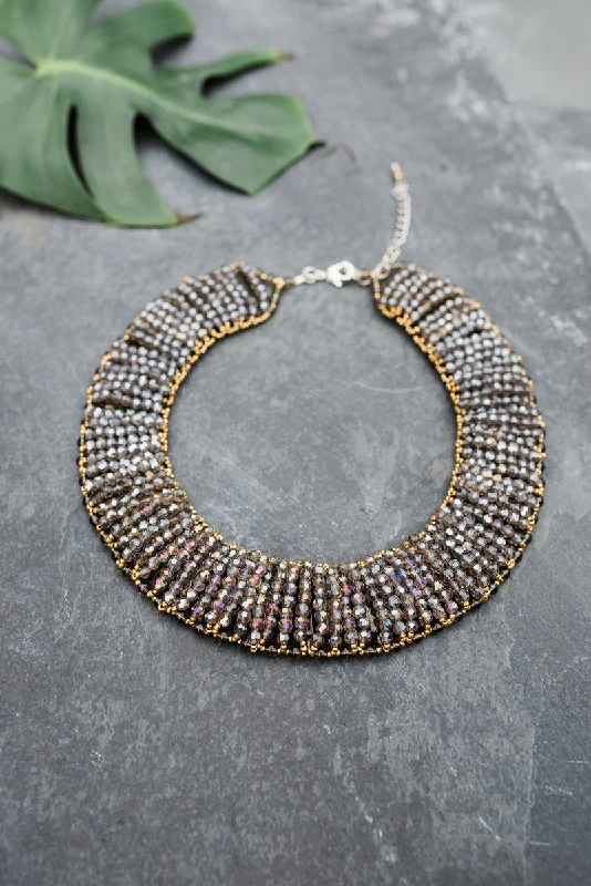 Best necklaces and pendants with layered designs for a chic, stacked look-Grey and Gold Collar Necklace