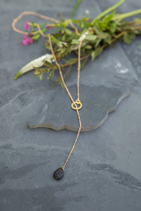 Elegant necklaces and pendants with infinity symbols for timeless designs-Lava Stone Satellite Necklace