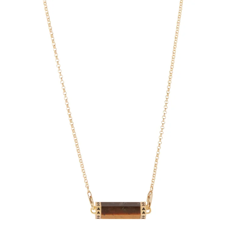 Best necklaces and pendants with layered designs for a chic, stacked look-Tiger Eye Pendant Jasseron Chain Necklace