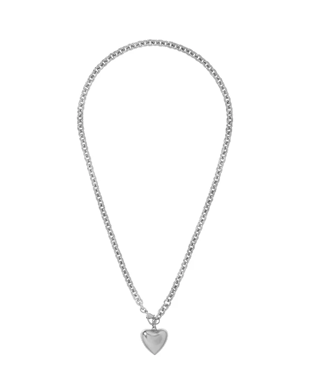 Best necklaces and pendants with opal and gold for a vibrant, luxurious contrast-The Mini Puffy Heart Necklace in Silver