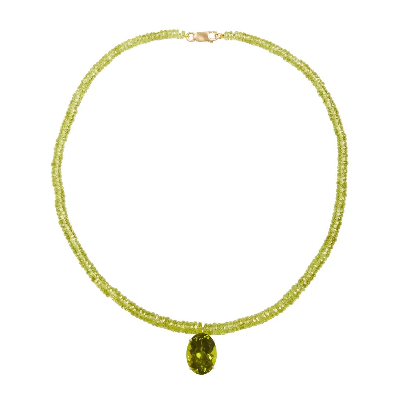 Beautiful necklaces and pendants with diamond halo settings for extra brilliance-Tourmaline and Peridot Bead Necklace