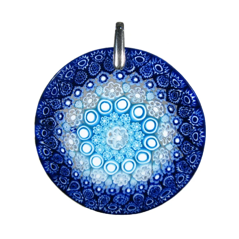 Necklaces and pendants with sun and moon motifs for a celestial-inspired design-Multicolor Aquamarine Murrina Millefiori Murano glass round pendant (27) ⌀ 40 mm