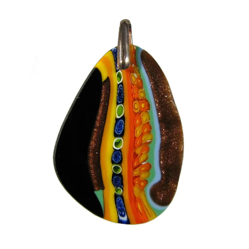 Best necklaces and pendants with heart-shaped designs for a romantic look-Multicolor Black Murrina Inglesina Drop-shaped Murano glass pendant