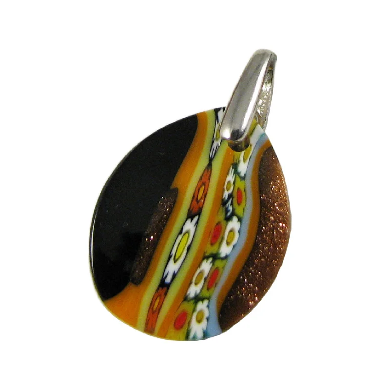 Beautiful necklaces and pendants with moonstone for an ethereal, mystical appearance-Multicolor Black Murrina Inglesina Small Drop-Shaped Murano glass pendant