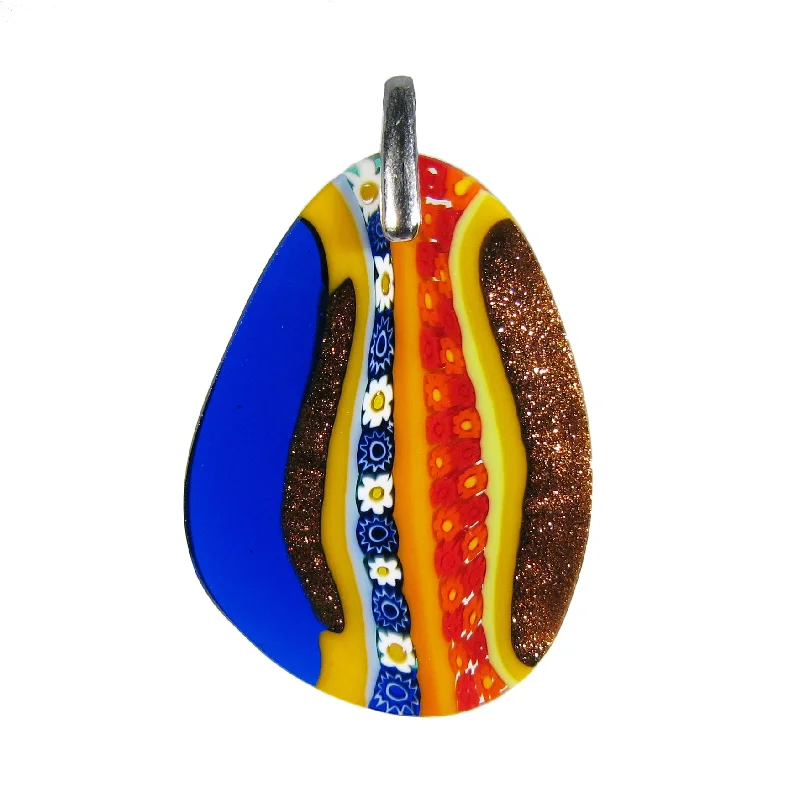 Necklaces and pendants with enamel accents for a colorful, eye-catching appearance-Multicolor Blue Murrina Inglesina Drop-shaped Murano glass pendant