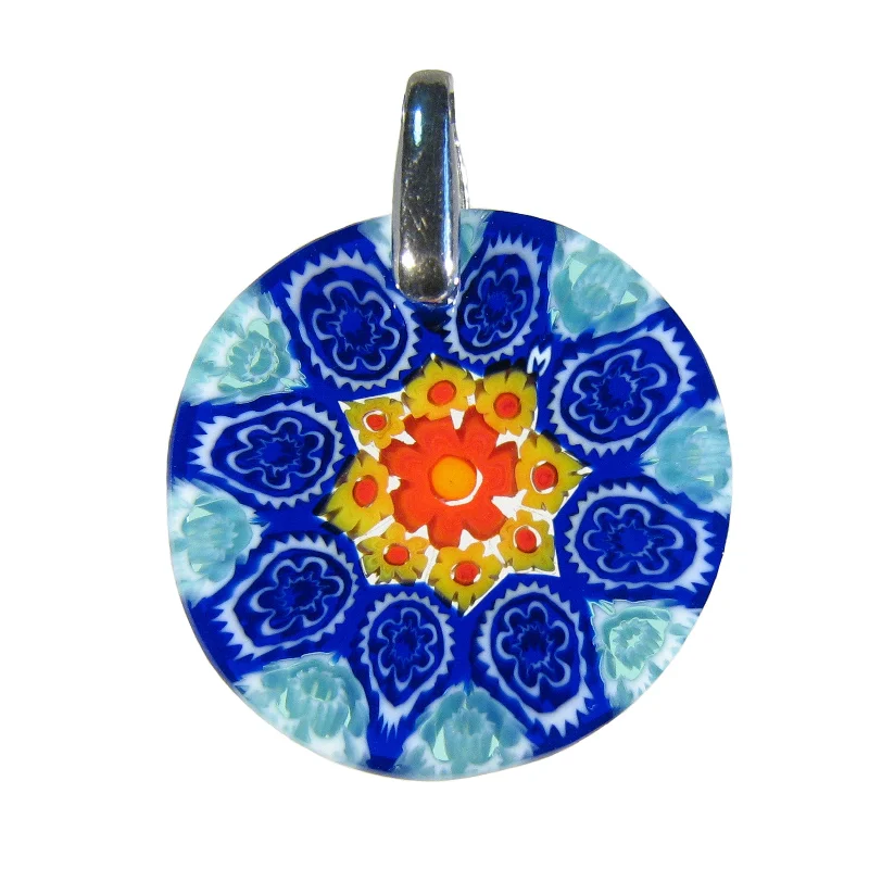 Best necklaces and pendants with zodiac signs for a celestial, astrology-inspired vibe-Multicolor Blue Murrina Millefiori Murano glass pendant (15) ⌀ 23 mm