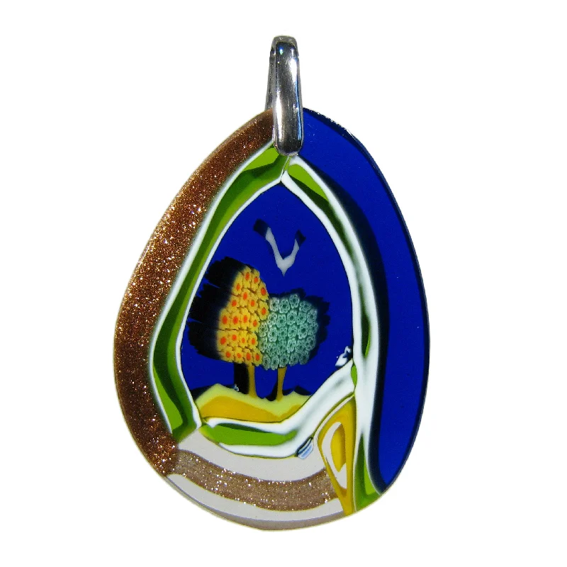 Best necklaces and pendants with vintage lockets for a nostalgic, sentimental look-Multicolor Blue Murrina Paesaggio Drop-shaped Murano glass pendant