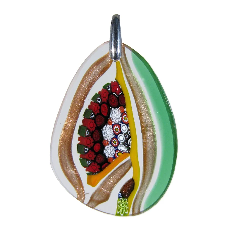 Necklaces and pendants with custom designs for a completely unique jewelry piece-Multicolor Green Drop-shaped Murrina Classica