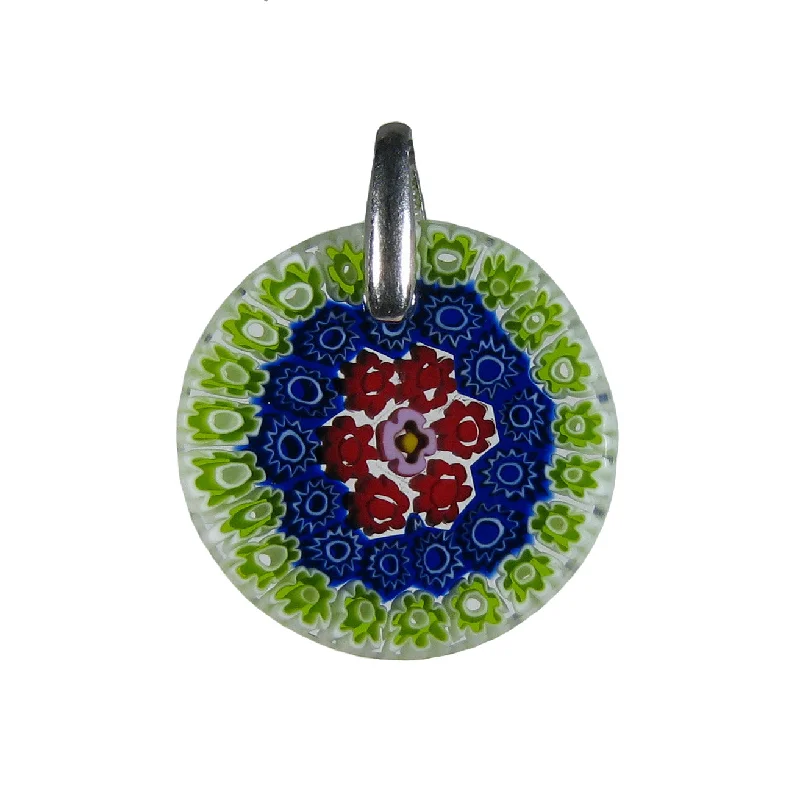 Best necklaces and pendants with matching earrings for a coordinated, elegant look-Multicolor Green Murrina Millefiori Murano glass pendant (15) ⌀ 22 mm