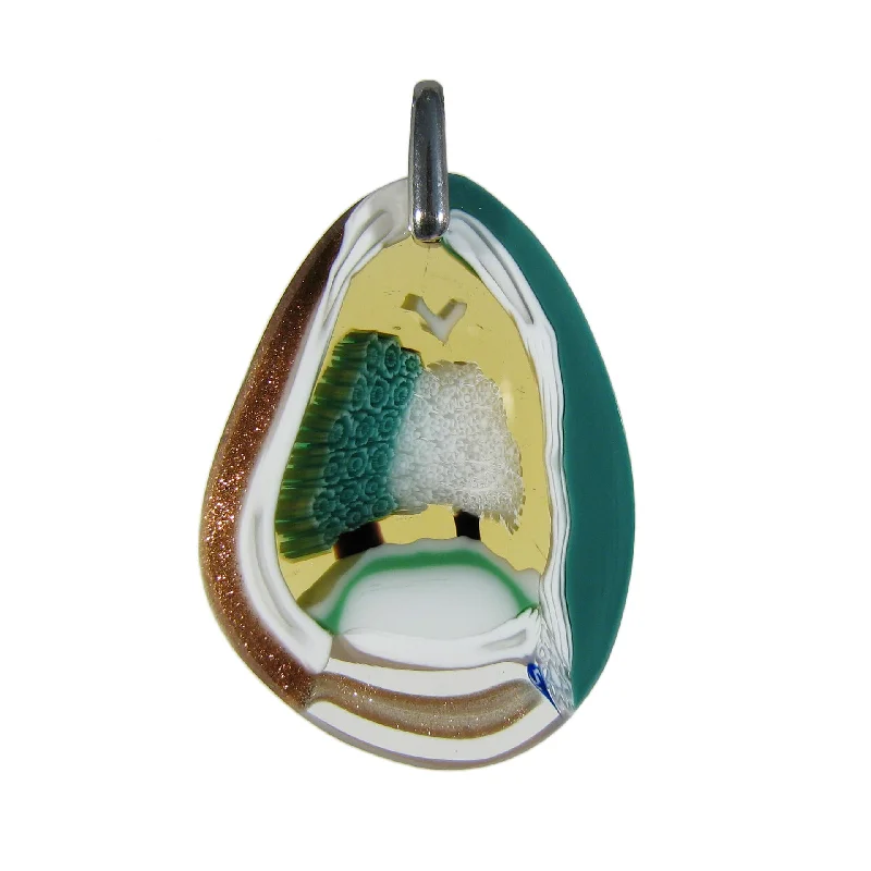 Necklaces and pendants with geometric pendants for a clean, contemporary design-Multicolor Green Murrina Paesaggio Drop-shaped Murano glass pendant