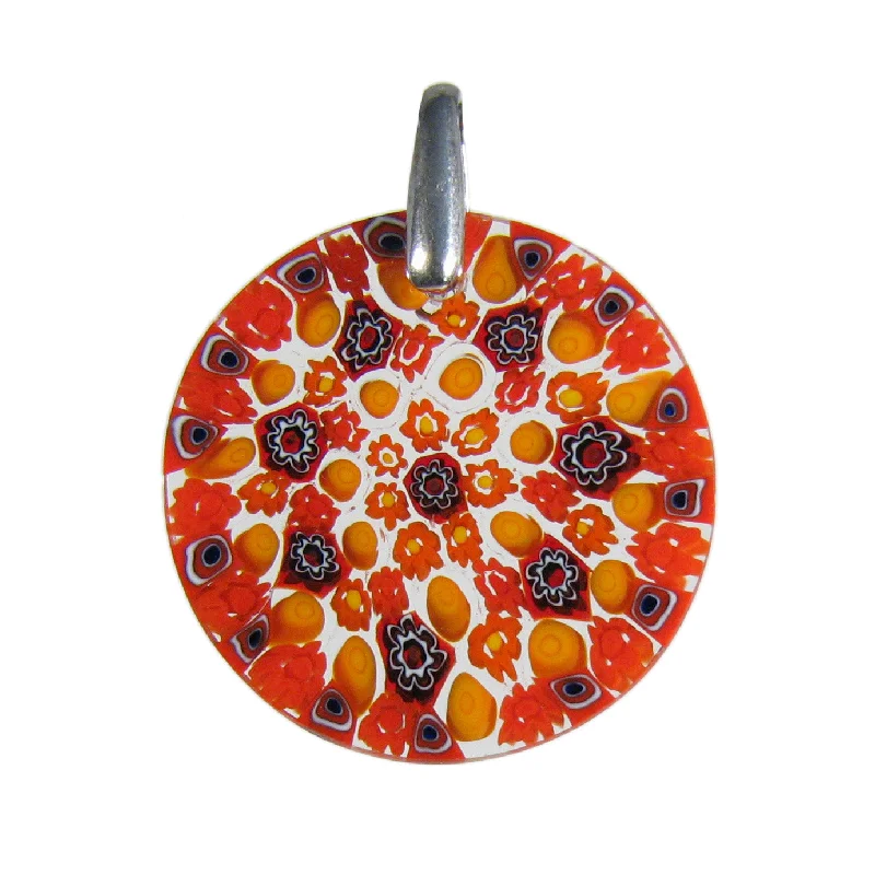 Best necklaces and pendants with seashell designs for a tropical, beachy vibe-Multicolor orange Millefiori Round Pendant (25) ø 25 mm