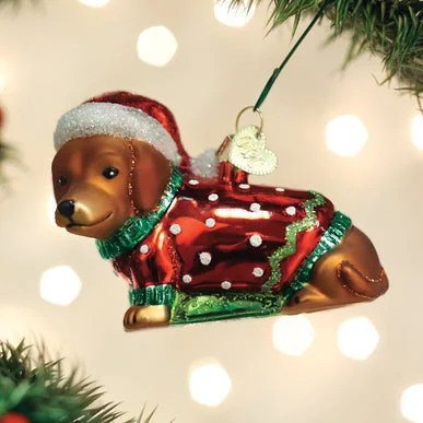 Beautiful necklaces and pendants with moon and star charms for a dreamy effect-Old World Christmas - Dashing Dachshund Puppy