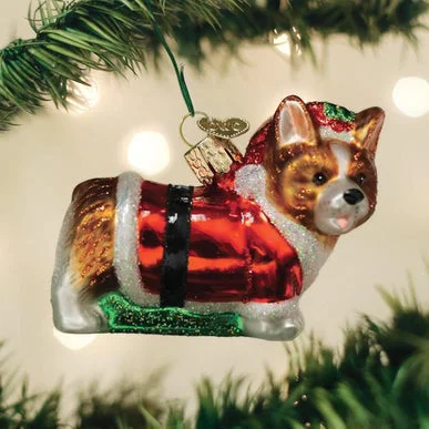 Layered necklaces and pendants for a trendy and fashionable stacked look-Old World Christmas | Holiday Corgi Puppy