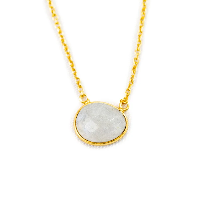 Best necklaces and pendants with statement designs for a fashionable accessory-***Rainbow Moonstone Necklace- Gold Plated Brass