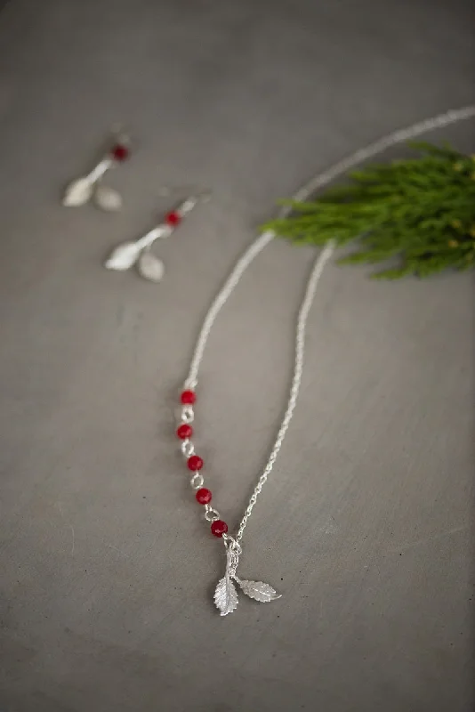 Necklaces and pendants with leaf-shaped designs for an earthy, organic feel-Red Leaf Necklace