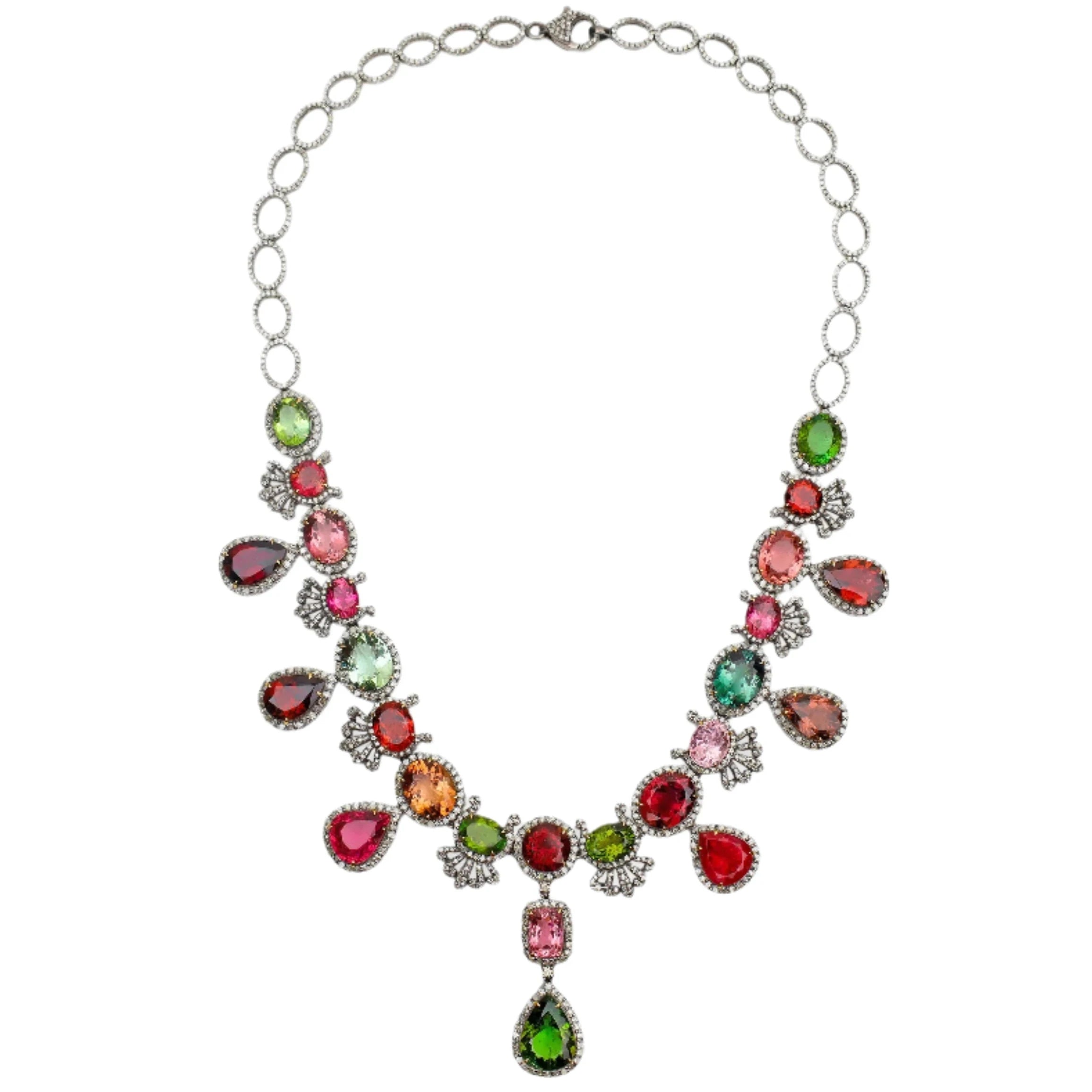 Necklaces and pendants with clear quartz for a pure and radiant look-Sanya Multicolor Gemstones Necklace