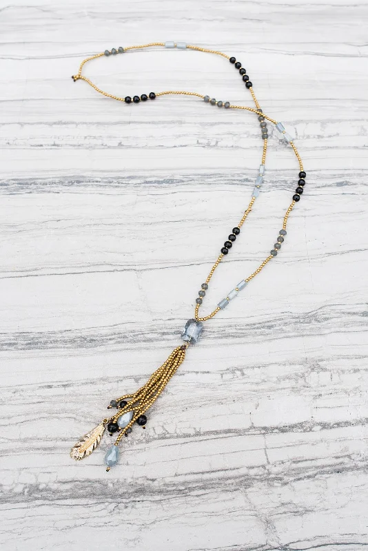 Best necklaces and pendants with layered designs for a chic, stacked look-Smokey Beaded Tassel Necklace