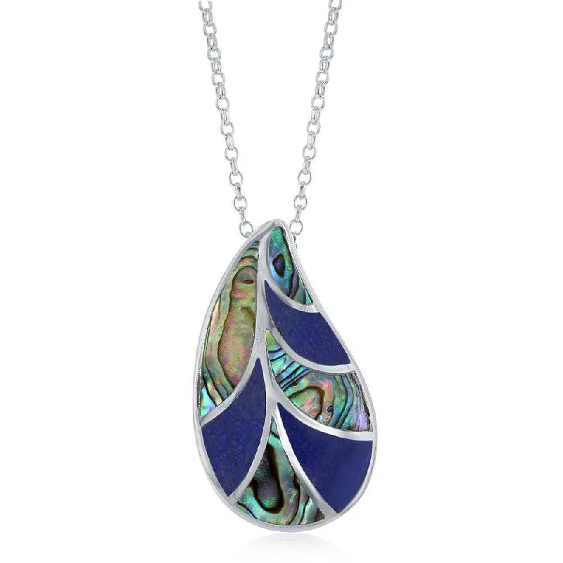 Best necklaces and pendants with cubic zirconia for a budget-friendly dazzling effect-Sterling Silver Abalone and Lapis Pendant Chain