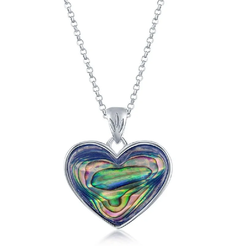 Trendy necklaces and pendants with geometric shapes for a modern aesthetic-Sterling Silver Abalone Heart Pendant