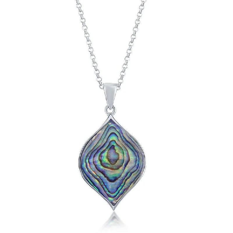 Unique necklaces and pendants with gemstones for a colorful and vibrant statement-Sterling Silver Abalone Marquise Pendant