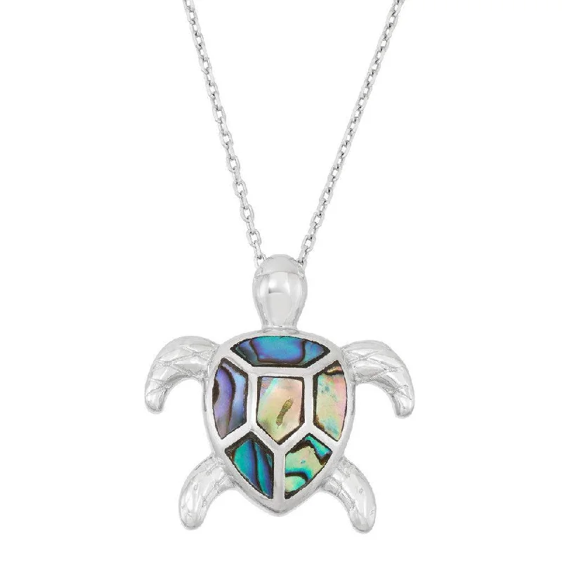 Best necklaces and pendants with intertwined designs for a symbol of unity-Sterling Silver Abalone Turtle Pendant