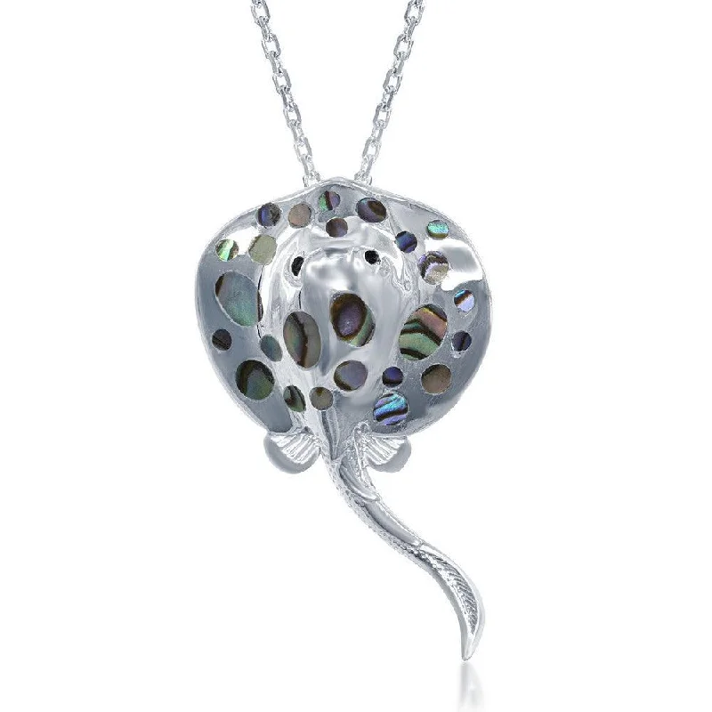 Necklaces and pendants with lock and key designs for a symbolic gesture-Sterling Silver Black Abalone Stingray Pendant