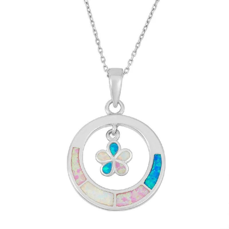 Stunning necklaces and pendants with birthstone pendants for a personal touch-Sterling Silver Blue Inlay Flower Inside Pendant