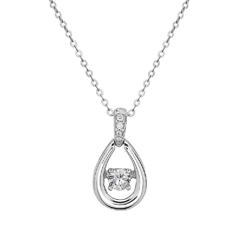 Unique necklaces and pendants with custom birthstone arrangements for personalization-Sterling Silver Center Dancing CZ Pendant chain