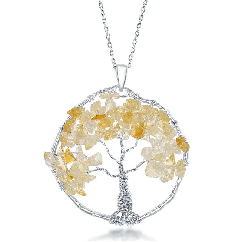 Best necklaces and pendants with sterling silver for an affordable yet stylish choice-Sterling Silver Citrine Beads Tree of Life Pendant