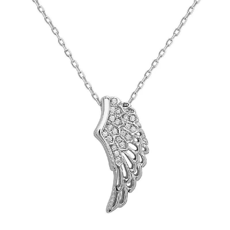 Personalized necklaces and pendants with initials for a customized and meaningful gift-Sterling Silver CZ Open Wing Pendant